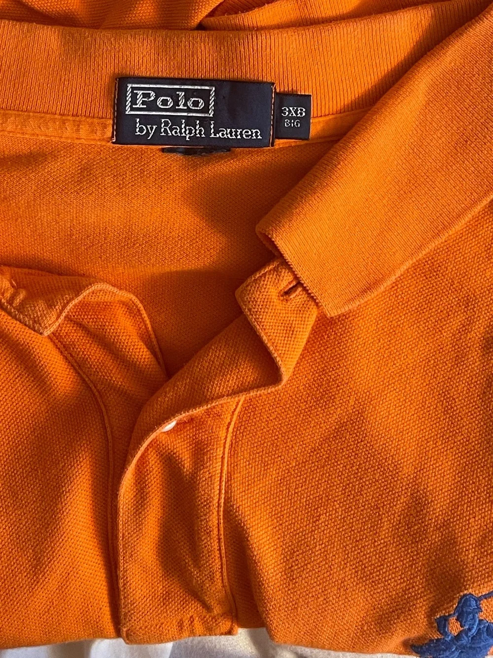 Polo Ralph Lauren Shirt Men's Orange Big Pony Logo Rugby #3 Size 3X Big
